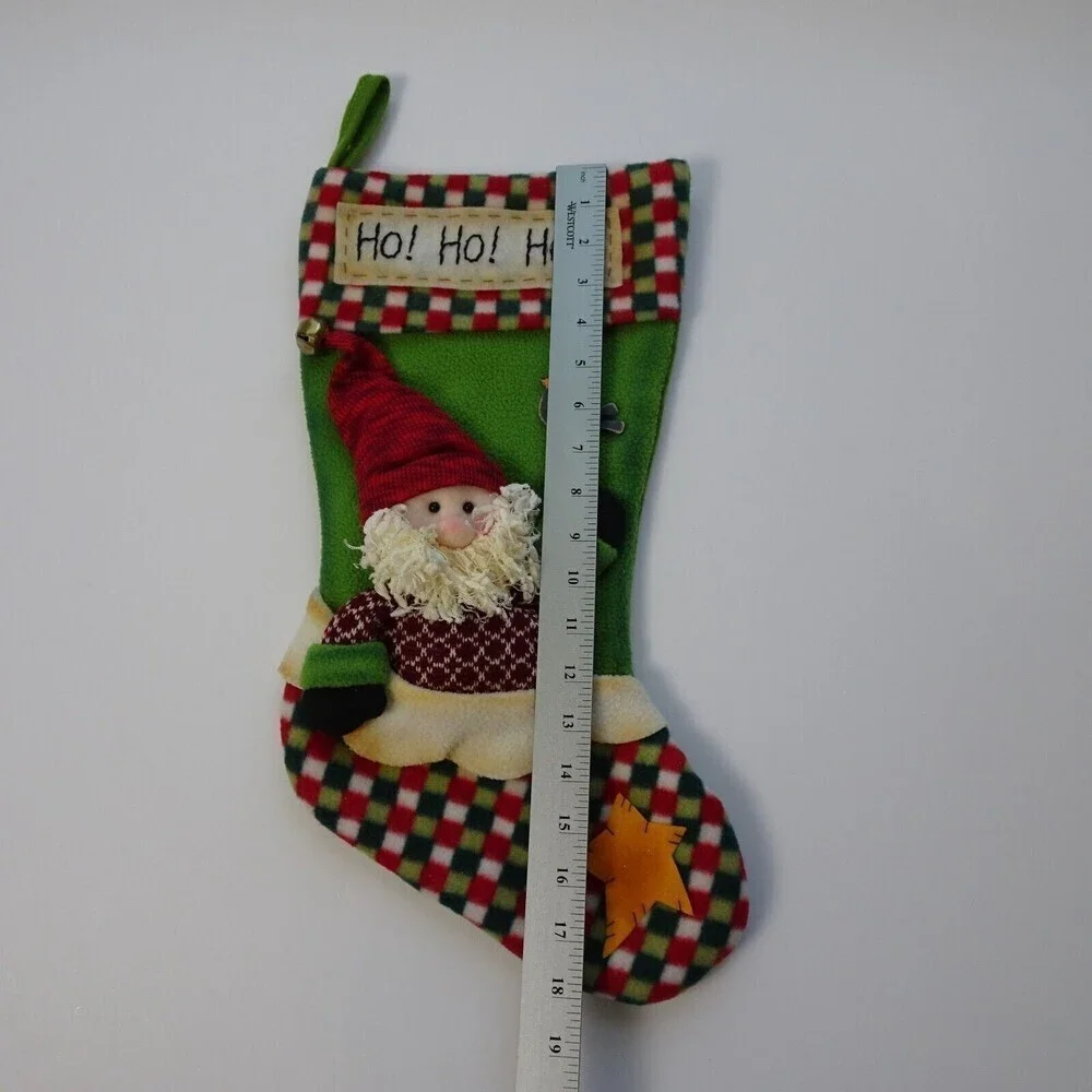 Clearance💎5/$25 Santa Clause 3D Christmas Stocking Holidays Decor Green Red 18